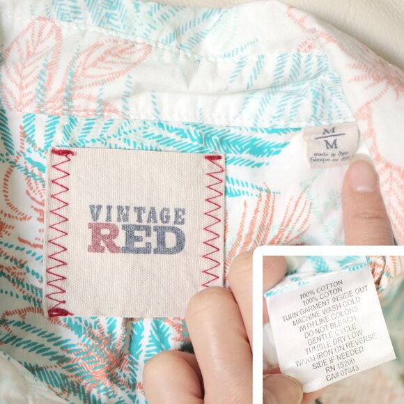 Men's Reversible Floral Leaf Button Down Shirt by Vintage RED - Picture 5 of 8